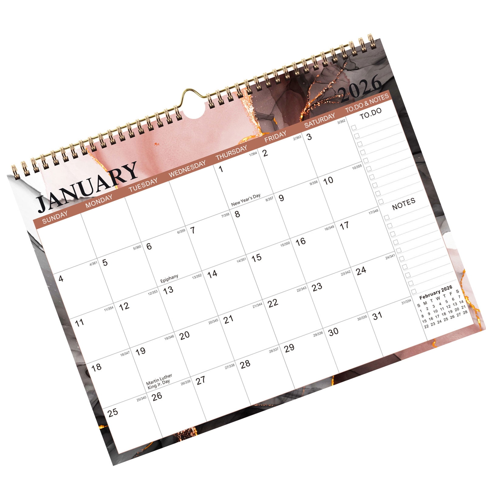 2026 Wall Design Artistic Calendar Tear Resistant Paper Clear Date ...