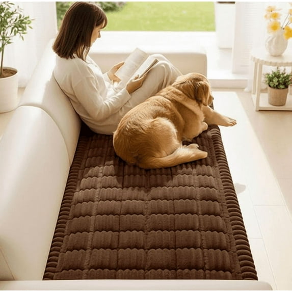 2026 Washable Couch Cover for Dogs , Non Slip Fuzzy Pet Couch Covers for Cushion Sofa Pet Friendly, Thick Soft Sofa Slipcovers Cushion Protector (Brown, 27.6")