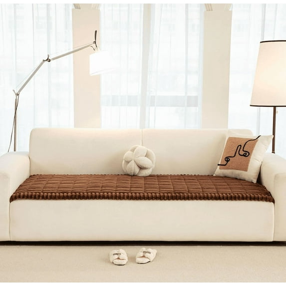 2026 Washable Couch Cover for Dogs , Non Slip Fuzzy Pet Couch Covers for Cushion Sofa Pet Friendly, Thick Soft Sofa Slipcovers Cushion Protector (Brown, 27.6")