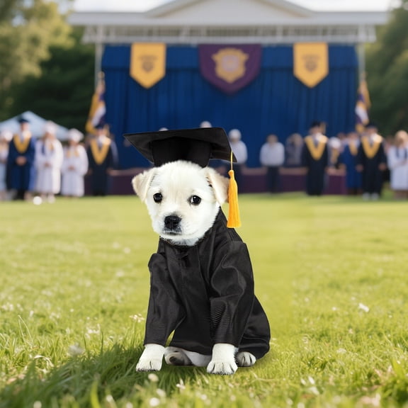 2026 Washable Pet Graduation Cap & Gown , Soft Comfortable Universal Fit Graduation Party Outfit for Dogs & Cats, Daily Celebration Attire, Classic Black Size L Pet Graduation Wear