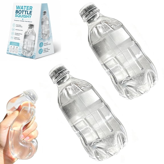 2026 Water Bottle Squishy, Transparent Moldable Slow Rebound Bottle, Soft Sensory Fidget for Desk, Office, Home and Travel, Clear