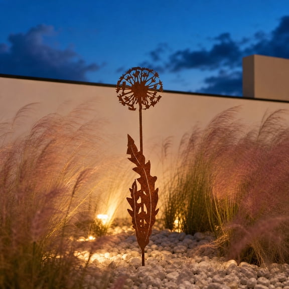 2026 Weather-Resistant Dandelion Yard Statues, Metal Garden Stakes, Rust-Proof Outdoor Sculptures for All-Season Lawn and Patio Display B(S)