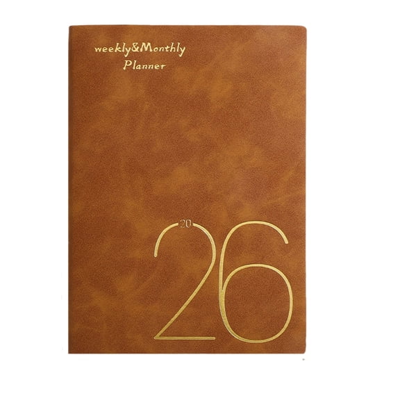 2026 Weekly/Monthly Leather Planner Schedule Notebook - Simple Journaling for Work, School, Commuting Notes