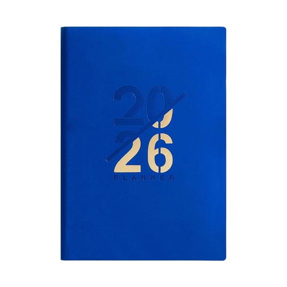 2026 Weekly Monthly Planner, Leather Cover with Laminated Tabs, A5 Portable Notebook for Business Personal Time Management, Dark Blue, A 2026 Laptop