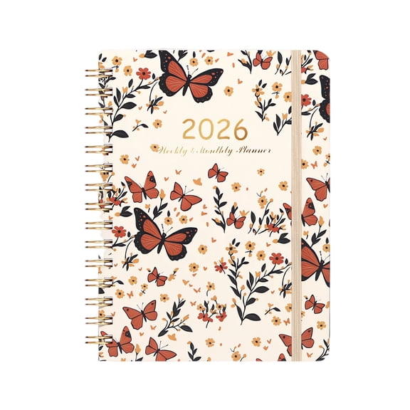 2026 Weekly & Monthly Planner Spiral-Bound Notebook With Stylish Floral Pattern, Equipped With Ample Interior Space To Accommodate Detailed Notes To-Do Lists And Scheduled Events,