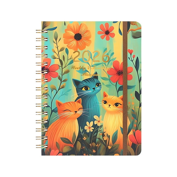 2026 Weekly & Monthly Planner Spiral-Bound Notebook With Stylish Floral Pattern, Equipped With Ample Interior Space To Accommodate Detailed Notes To-Do Lists And Scheduled Events,