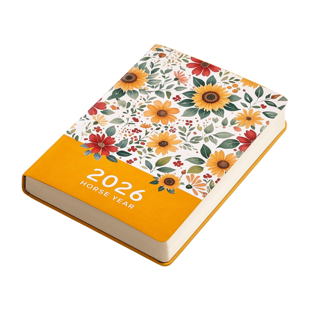 2026 Weekly Planner Hardcover Flower Leather Academic Planner Notebook 256 Pages