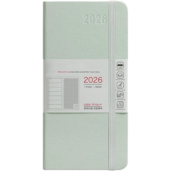 2026 Weeks Planner – Weekly & Monthly Appointment Book with Hardcover, Thick 100 gsm Paper, Travel-Size 7.4"×3.7", Lay-Flat Binding, Elastic Closure & Twin Ribbon Bookmarks