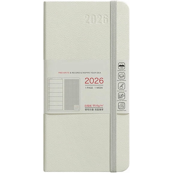 2026 Weeks Planner, Weekly and Monthly Organizer with Hardcover, Lay-Flat Binding, Goal Setting, Notes, 18.7 x 9.4cm, 176 Pages