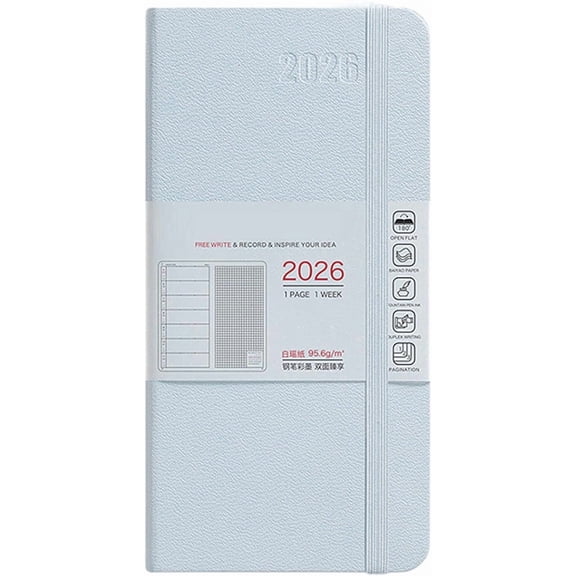 2026 Weeks Planner, Weekly and Monthly Organizer with Hardcover, Lay-Flat Binding, Goal Setting, Notes, 18.7 x 9.4cm, 176 Pages