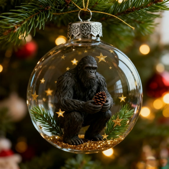 2026 Wildlife Wonders Collection Crystal Glass Ornament,Christmas Decorative Pendant 2d,Vivid 3D Animal Christmas Decoration,Clear Plastic Xmas Balls, Winter Tree Decor Sparkling Star Accents
