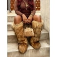 thumbnail image 1 of 2026 Winter Pull-On Knee High Faux Fur Round Toe Fashion Suede Comfy Plush Warm Boots for Women - Outdoor & Indoor Flat Shoes, 1 of 7