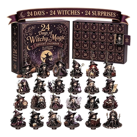 2026 Witch Advent Calendar, 24 Day Countdown Set, Mini Fantasy Figurines, Collectible Holiday Surprises, Gift Box for Halloween Parties, Family Nights, Shelves, and Seasonal Displays
