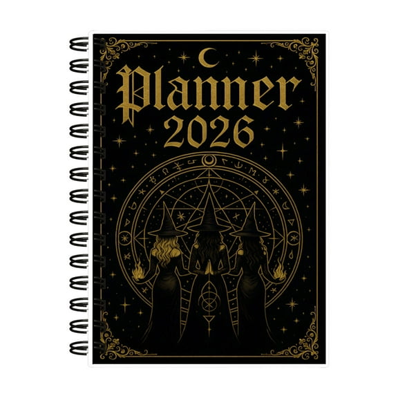 2026 Witch Planner & Astrology Journal, Spiral Bound Daily Organizer with Moon Phases & Ritual Spreads, Magic Grimoire Notebook for Spells