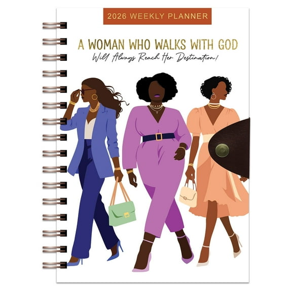 African American Expressions 2026 Dated Planners – Hardcover Weekly & Monthly Planner Celebrating Black Culture & History, 12 Tabs, Twin-Wire Binding (2026 Woman with God Weekly Planner)