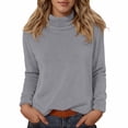thumbnail image 1 of 2026 Women Fashion Sweater Elegant Solid Turtleneck Knitted Long Sleeve Basic Casual Winter Sweaters Grey, 1 of 9