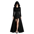 thumbnail image 1 of 2026 Women Renaissance Hooded Maxi Dress, Steam Punk Lace Up Front Long Dress, Vintage Gothic Holiday Party Gown, 1 of 5