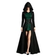 thumbnail image 1 of 2026 Women Renaissance Hooded Maxi Dress, Steam Punk Lace Up Front Long Dress, Vintage Gothic Holiday Party Gown, 1 of 4