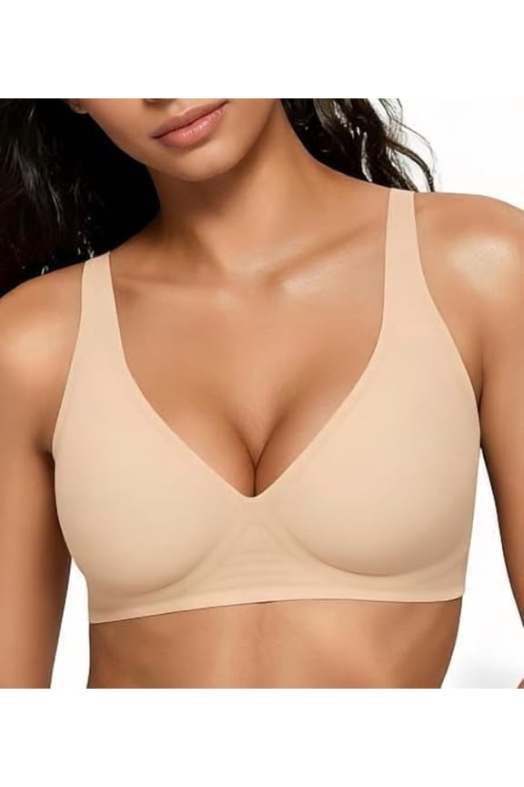 2026 Women Seamless Wireless Bras Push Up Deep V No Underwire Supportive Bralettes Full Coverage Plunge Everyday Bra