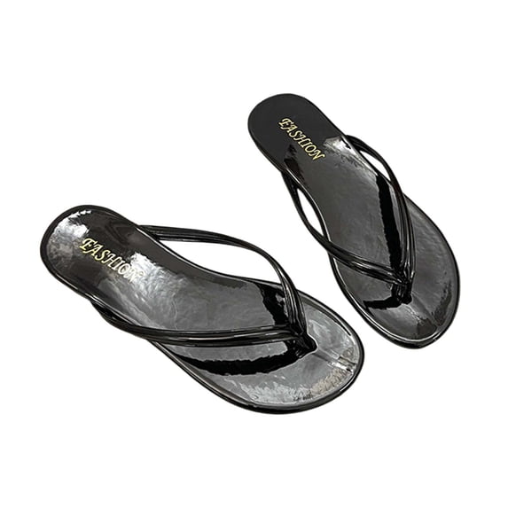2026 Women's Flip Flops Comfortable Arch Support Summer Beach Walking Thong Cushion Sandals Ladies Outdoor Vacation Essentials Slide Shoes(Black,7)