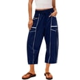 thumbnail image 1 of 2026 Women's High Waisted Capri Pants - Drawstring Elastic Waist Casual Loose Pants with Large Pockets,Womens Fashion Lightweight Lounge Pants for Home & Work Wear,, 1 of 4