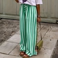 thumbnail image 1 of 2026 Women's Summer Striped Pants Loose Straight Leg Wide Leg Pants Drawstring Elastic Palazzo Lounge Beach Vacation Trousers L, 1 of 8
