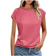 thumbnail image 1 of 2026 Women's Summer T-Shirt Round Neck Short Sleeve Basic Tee Casual Comfy Regular Fits Daily Tops,Pinks,XXL, 1 of 5