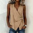 2026 Women’s Summer Wrap Tank Top Ruched Tie Side V Neck Sleeveless ...