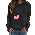 thumbnail image 1 of 2026 Womens Cute Valentines Outfits Long Sleeve Love Heart Graphic Sweatshirts Pullover Valentine's Crewneck Sweatshirt, 1 of 4