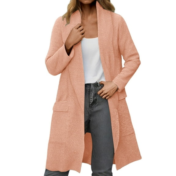 2026 Womens Long Cardigan Sweaters Open Front Oversized Slouchy Knit Fall Trendy Coatigan Jackets(Orange)