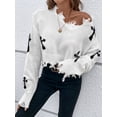 thumbnail image 1 of 2026 Womens Long Sleeve Sweater Casual Trendy Spring Top Fashion White 2XL, 1 of 5