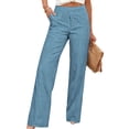 thumbnail image 1 of 2026 Womens Plus Size Pants With Pocket Linen High Waisted Casual Pockets Long Pants, 1 of 7