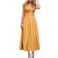 thumbnail image 1 of 2026 Womens Plus Size Summer Fashion Dresses Temperament Solid Color Short Sleeve Square Neck Cake Dress, 1 of 4