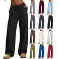 thumbnail image 1 of Women's Drawstring Waist Pants Loose Fit Casual Sweatpants, Solid Color Baggy Trousers, 1 of 8