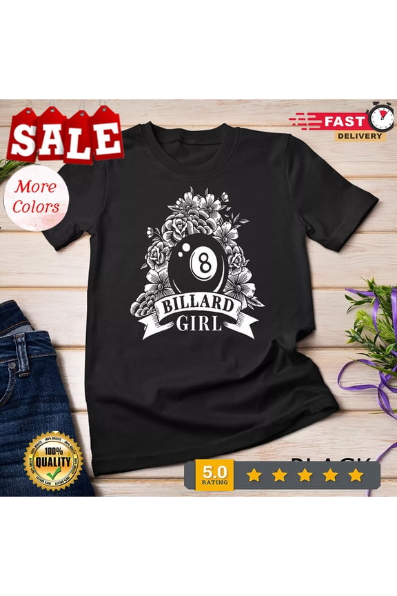 2026/Womens Pool Cue - 8-Ball Billiard Billard Girl T-Shirt Unisex T-shirt