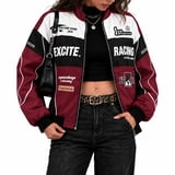 Cars Racing Food 2026 Womens Racing Jackets Vintage Loose Zip Up Race Car Bomber Jacket ...