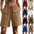 thumbnail image 1 of 2026 Womens Summer Shorts with Pockets 100% Cotton Casual Fashionable Cargo Five Quarter Shorts, 1 of 7