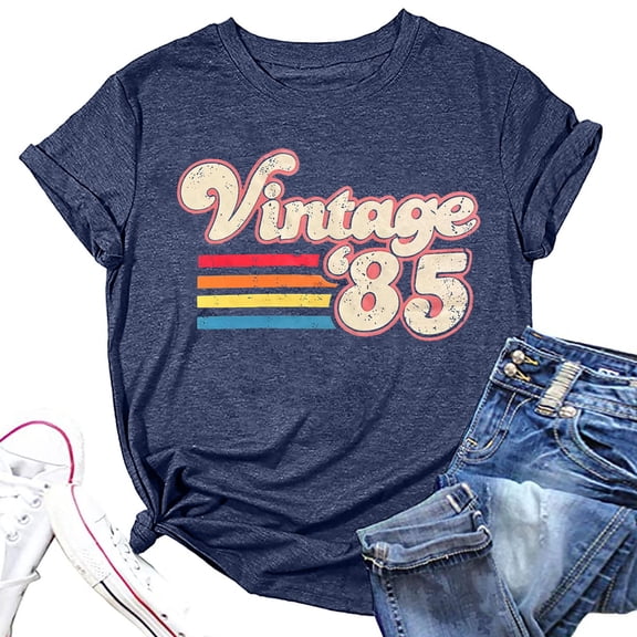 2026 Womens T Shirts Fashion Tops 50th Birthday Vintage Letter Print Retro Party Short Sleeve Fall Fashion Y2K Clothes 2025