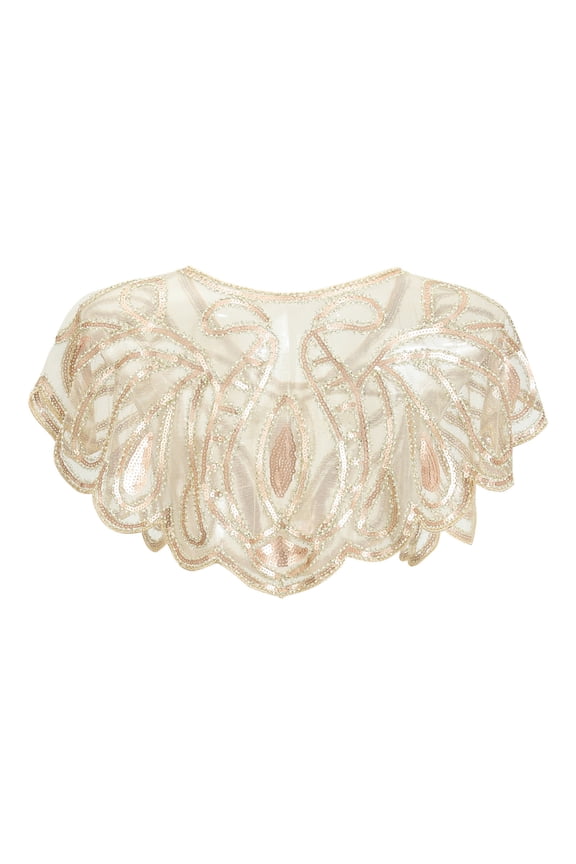 2026 Womens T Shirts Fashion Tops Beaded Shawl Evening Cover Cape Flapper 1920s Sequin Mesh Shrug Wrap Tunic Blouse Beige