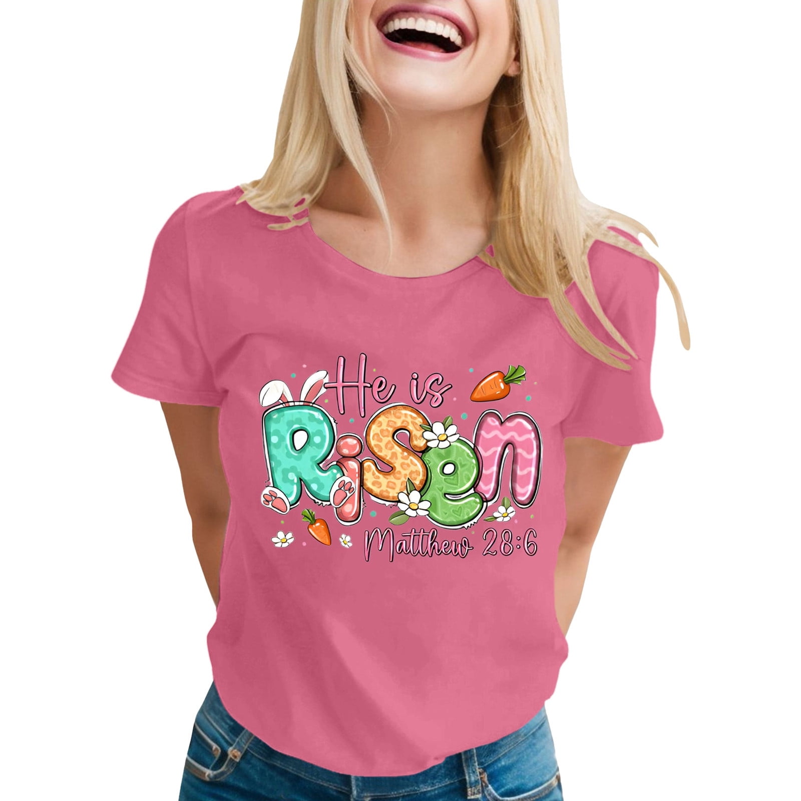 2026 Womens T Shirts Fashion Tops Casual Letter Print Crew Neck Short ...