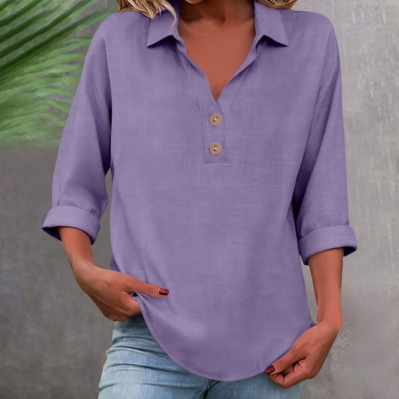2026 Womens Tops Under $10 Purple 2026 Blouse Summer Trendy Ladies Tops and Blouses,M