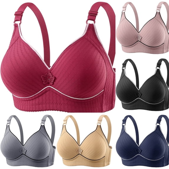 2026 Womens Wireless Bras Seamless No Underwire Front Closure Bra Full Coverage with Adjustable Straps Beige, Size 38