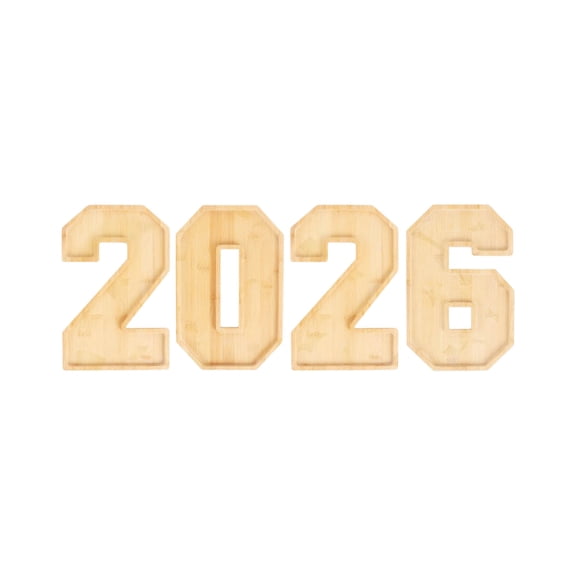 2026 Wooden Fillable Charcuterie Numbers Board, Number Letter Shaped Serving Tray Dish Plate 11.8 inch, Washable Food Tray for New Year Graduation Party Supplies, Fruits Cheese Cupcakes Vegetables