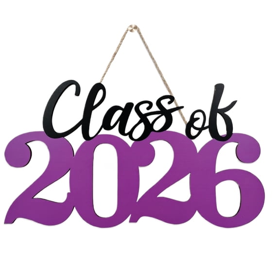 2026 Wooden Graduation Signs Class of 2026 Commemorative Plaque for Party Decorations, Graduation Photo Booth Props, Senior Year Keepsake Gift, Wall Hanging Decor for Home School, Purple