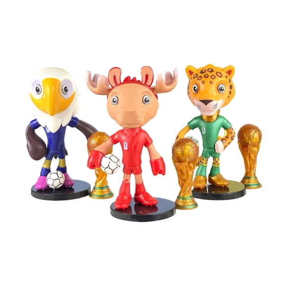 2026 World Cup 2026 World Cup Theme Figurines Set of 3 Miniature Mascot Collectibles Desktop Decoration For Boys And Girls 2026 World Cup Souvenirs And 2026 World Cup Birthday Party Supplies