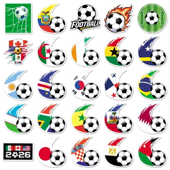 2026 World Cup 51 Piece Soccer Cartoon Graffiti Sticker Pack, Reusable Vinyl Decals For Cars Water Bottles And Skateboards, Soccer Tournament Tailgate Essentials And Fan Collectibles