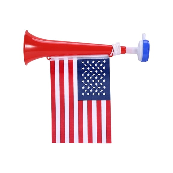 2026 World Cup Fan Cheering Horn with Detachable Flag Loudspeaker for Sports Games Parties and Events Red Vuvuzela Style Trumpet Noise Maker Stadium Atmosphere Booster