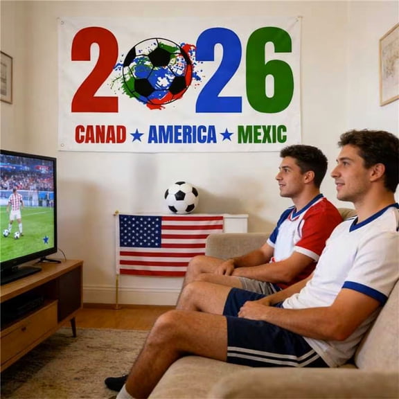 2026 World Cup Flag USA Canada Mexico Fan Banner Decor,International Football Soccer Tournament Party Supplies, Polyester Sports Pennant for Outdoor Indoor Events, Large Size Championship Celebration
