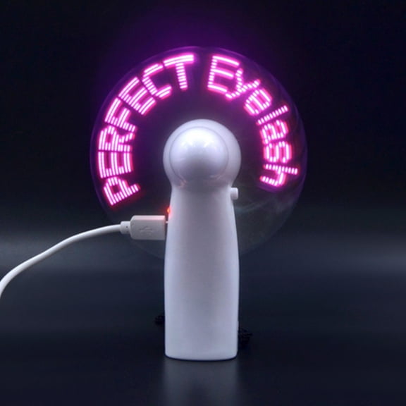 2026 World Cup LED flashing letter fan Creative advertising gift Small handheld fan Programmable letter-changing fan,USB charging device