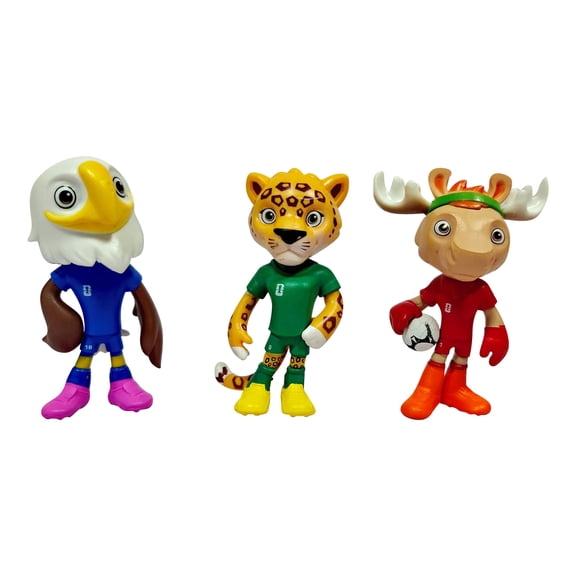 2026 World Cup Mascot Collectible Figure, 3 Piece Animal Character Toy Soccer Tournament Desktop Decoration Set 2026 World Cup Commemorative Gear & Global Soccer Event Memorabilia